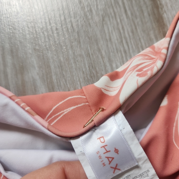 Phax Pink White Floral Tropical Bikini Bottoms Tie Front Cheeky Lined Stretch L - Picture 3 of 8